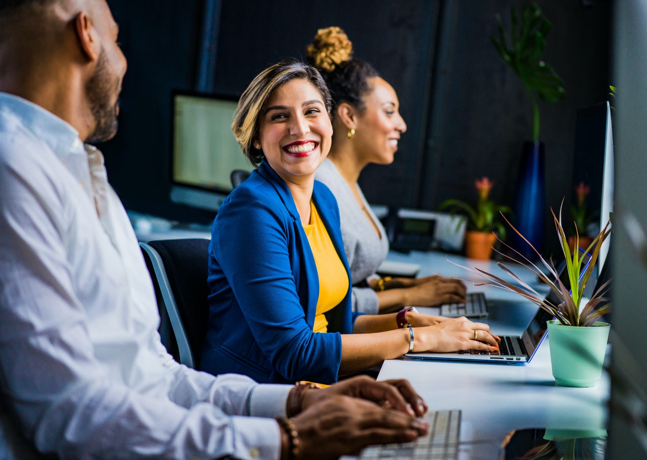 happy people in an office